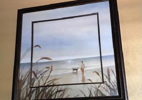 Escena de playa enmarcada de vidrio