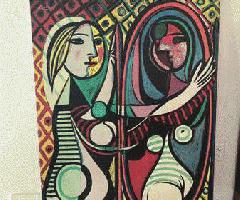 Gran Pieza de Arte Pintura-Chica antes de un Espejo (Picasso)