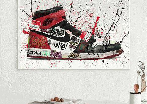 Moderno Graffiti Air Jordan Artwork Impresión de lona Alta calidad Decoración para el hogar