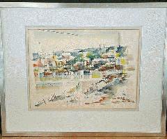 ALFRED BIRDSEY (1912-1996) Impresionista Puerto Paisaje urbano Pintura