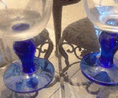 Azul Cobalto Copas de Vino/Agua con Tallo Corto