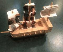 Juguete de madera bi avión, velero, barco y nave espacial