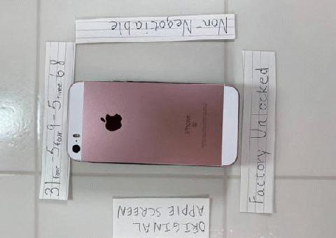 Rose Gold iPhone SE 32GB 1st Edition-iOS 14-100% Desbloqueado por batería