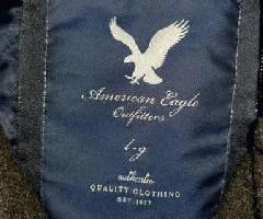 Mujer American Eagle Outfitters Gris Lana plisada Peacoat (talla L)