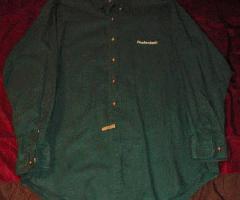 Vintage Budweiser Manga Larga Verde botón abajo camisa para hombre Grande