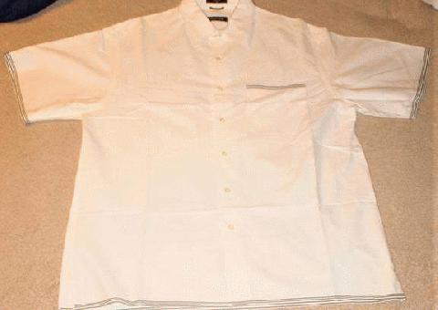 Gran aspecto Nautica Manga Corta Camisa de Botón Blanco para Hombre L Vintage