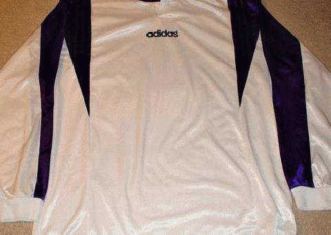 Adidas Mens XL Camiseta de Manga Larga de Fútbol Blanco / Púrpura / Negro Nuevo