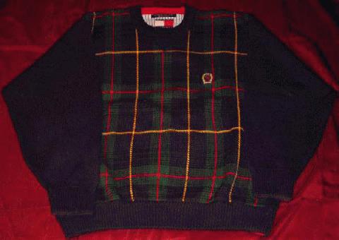 Tommy Hilfilger Classic Plaid Design Suéter Vintage (Hombres L / Grande)