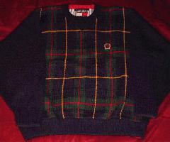Tommy Hilfilger Classic Plaid Design Suéter Vintage (Hombres L / Grande)