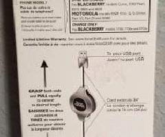 Nuevo Cable de Cable de Teléfono USB Fone Gear Sync Charge ~ Blackberry ~ Motorola