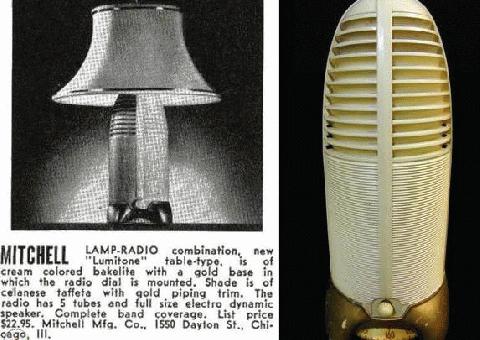 Lámpara de Mesa Rare Vintage Mitchell Lumitone Baquelita Radio