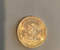 Moneda de oro.  moneda de oro de 20 pesos año 1959 (calendario azteca)