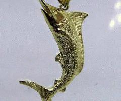Colgante del Encanto del Marlin sólido del Oro Amarillo 14k