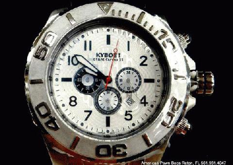 ¡KYBOE! Gigante 55 Cronógrafo Reloj de Acero Inoxidable LED luz Plata W