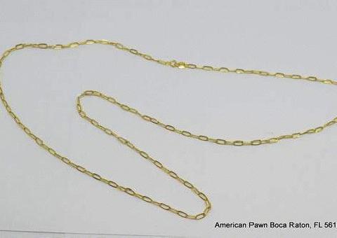 Cadena Ovalada del Collar del Acoplamiento del Oro Amarillo 14k 26