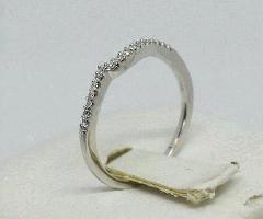 Tamaño 6 3/4 de la venda de boda de la chaqueta del anillo del diamante de la piedra del oro blanco 