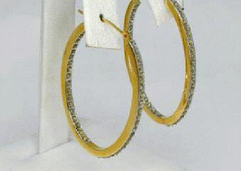 pendientes de aro ovalados de dos tonos de oro de 14 quilates