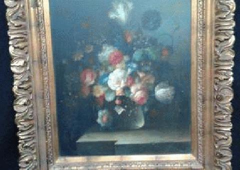 Pintura al óleo floral, Marco 34.375 x 30.187 in.