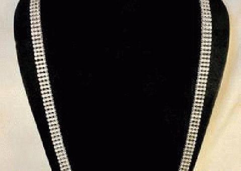 Señoras 14K Collar de diamantes Aprox 12CT 32 3 Fila Estilo de Tenis