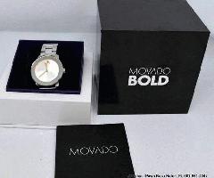  Movado BOLD Silver Dial 36mm Acero Inoxidable Reloj de señoras Rosegold ton