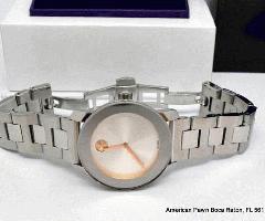  Movado BOLD Silver Dial 36mm Acero Inoxidable Reloj de señoras Rosegold ton