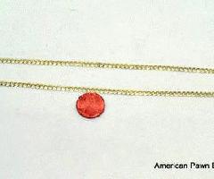 14k Oro Amarillo Bordillo Enlace Diamante-corte Collar Cadena 22