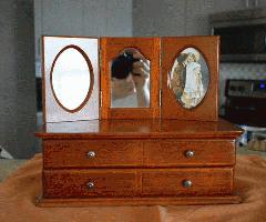 MELE Vintage madera maciza 2 cajones con espejo 2 pantalla de fotos swing