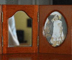 MELE Vintage madera maciza 2 cajones con espejo 2 pantalla de fotos swing