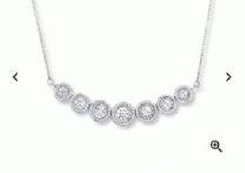 Collar de Diamantes 1Ct de Oro Blanco de 14 K-Corte Redondo