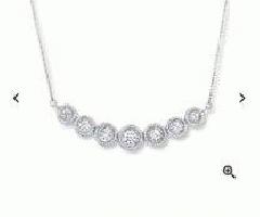 Collar de Diamantes 1Ct de Oro Blanco de 14 K-Corte Redondo