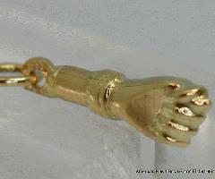 14k Oro Amuleto de la Suerte Fig aka Kukish Dulia Tres Dedos Combinación