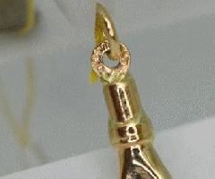 14k Oro Amuleto de la Suerte Fig aka Kukish Dulia Tres Dedos Combinación