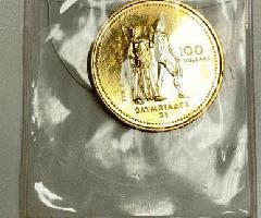 1976 Canadiense Coin 100 14K Oro Olímpico Moneda Conmemorativa 1 / 4ozt