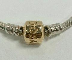 Pandora 7.9 Sterling Silver Charm Bracelet con Cierre Icónico de oro de 14 Quilates
