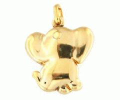 Elefante Unisex Charm Oro Amarillo de 18 quilates