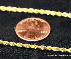 Cadena Sólida de la Cuerda del Oro amarillo 14K 2m m 22