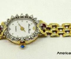 Reloj de Cuarzo de las señoras de Lucien Piccard del Caso del Diamante del Oro Amarillo 14k