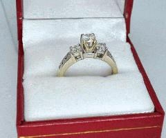 14k Oro Blanco Diamante (1.00 tcw) Anillo de Compromiso de tres piedras Tamaño 7 1
