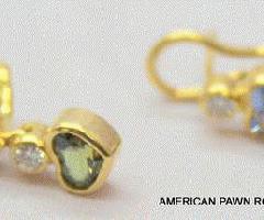 Corazones 18k Pendientes de oro Amarillo Piedras preciosas y diamantes.