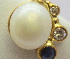 Helen Woodhull Pendientes de oro Amarillo de 18 quilates Diamantes perla saphires
