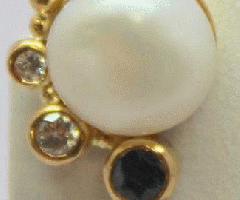 Helen Woodhull Pendientes de oro Amarillo de 18 quilates Diamantes perla saphires