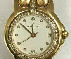 Bertolucci Pulchra 18K Oro Amarillo Reloj de Diamantes Con Fecha MOP Cara