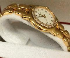 Bertolucci Pulchra 18K Oro Amarillo Reloj de Diamantes Con Fecha MOP Cara