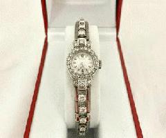 Elegante Reloj de pulsera Vintage Longines Platinum Diamond para Mujer Art Deco