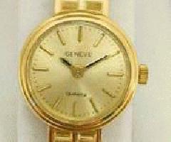 Reloj de pulsera Geneve de las señoras del Oro Amarillo 14K Cuarzo