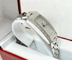 Reloj de Cuarzo Sólido de las señoras del Diamante del Oro Blanco 14K