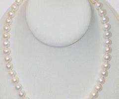 Collar de Perlas Cultivadas de Agua Dulce Blanco de 9 mm 18 pulgadas de largo