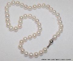 Collar de Perlas Cultivadas de Agua Dulce Blanco de 9 mm 18 pulgadas de largo