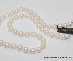 7mm Blanco de Agua Dulce Collar de Perlas Cultivadas 18 pulgadas de largo