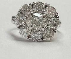 oro de 14 quilates 4.anillo Ovalado de Diamantes ctw
